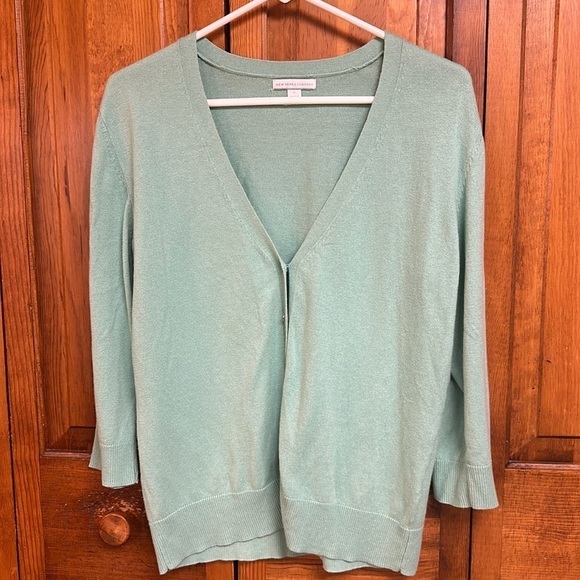 New York & Company Mint Green ButtonUp Sweater Cardigan Cotton/Rayon XL - Picture 1 of 5